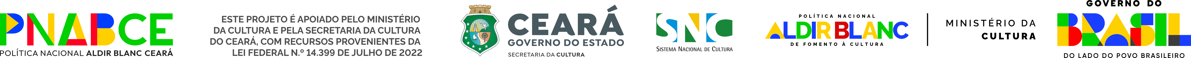 Apoio: PNAB CE, Ministério da Cultura, Ceará Governo do Estado, SNC, Aldir Blanc, Brasil